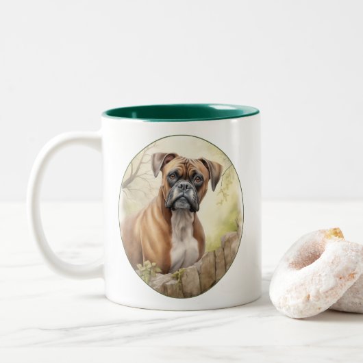 Mooie Boxer hond Tweekleurige Koffiemok (Met donut)