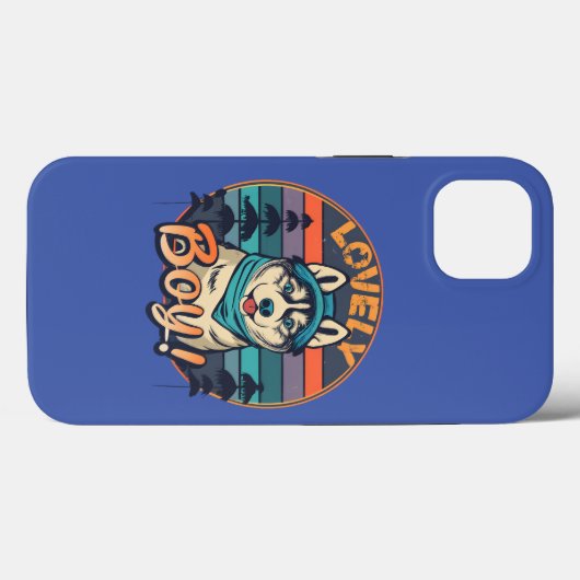 Mooie Boy Cool  Retro Husky Puppy Case-Mate iPhone Case (Achterkant (horizontaal))