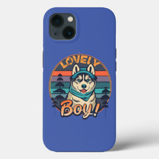 Mooie Boy Cool  Retro Husky Puppy Case-Mate iPhone Case