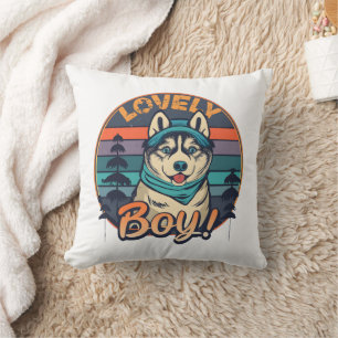 Mooie Boy Cool Retro Husky Puppy Kussen