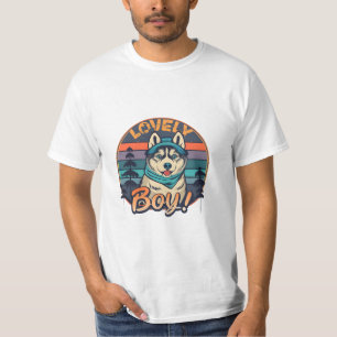 Mooie Boy Cool Retro Husky Puppy T-shirt