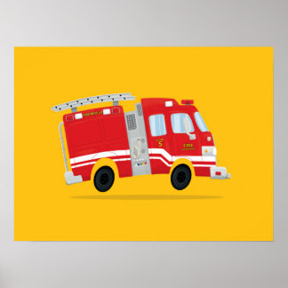 Mooie brandweerauto kunst poster