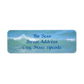 Mooie Brekende Golf Aqua Blauwe Adreslabels Etiket (Voorkant)