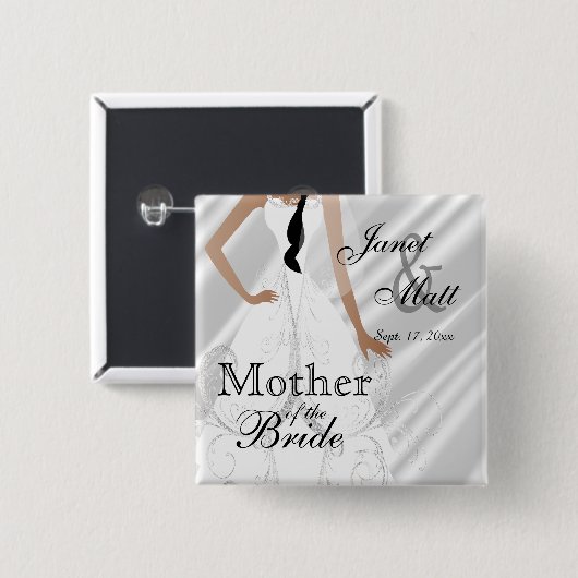 Mooie Bridal-gans op witte vlek Vierkante Button 5,1 Cm (Voorkant /achterkant)