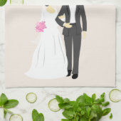 Mooie bride en bruidebruiloft theedoek (Gevouwen)