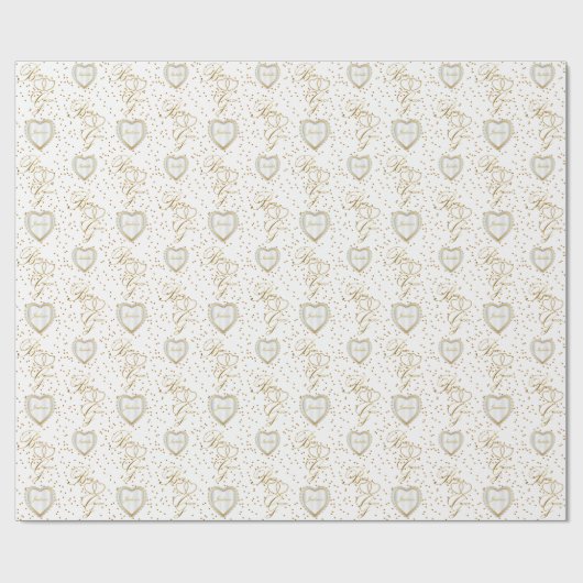 Mooie bride en bruidegom Gold Heart-Wedding Cadeaupapier (Vlak)