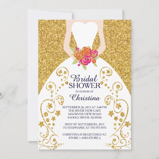 Mooie Bride Glitter Bridal Shower-uitnodiging Kaart (Voorkant)