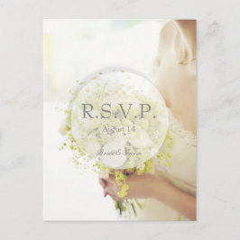 Mooie bride met de blote Bouquet bruiloft RSVP Uitnodiging Briefkaart