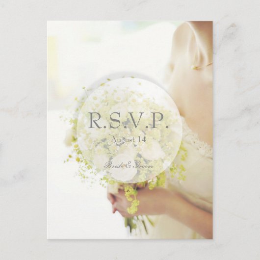 Mooie bride met de blote Bouquet bruiloft RSVP Uitnodiging Briefkaart (Voorkant)