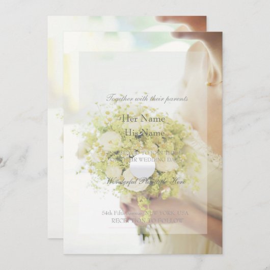 Mooie bride met het blote Bouquet bruiloft Kaart (Voorkant / Achterkant)