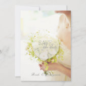 Mooie bride met het blote Bouquet bruiloft Save The Date (Voorkant)