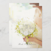Mooie bride met het blote Bouquet bruiloft Save The Date (Voorkant / Achterkant)