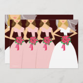 Mooie bride roze bridesmaids Vrijgezellenfeest Kaart (Voorkant / Achterkant)