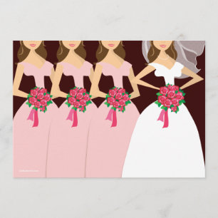 Mooie bride roze bridesmaids Vrijgezellenfeest Kaart