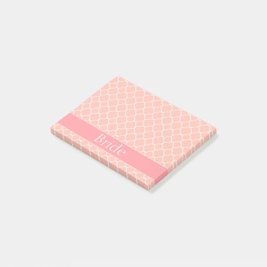 Mooie bride roze en witte post-it® notes (Schuin)