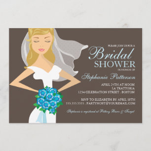 Mooie bride w Bouquet Bridal Shower Kaart