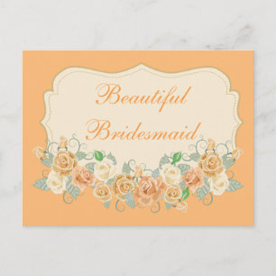 Mooie bridesmaïde peach Floral Briefkaart