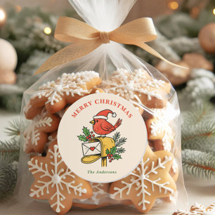 Mooie brievenbus kardinaal Kerst sticker
