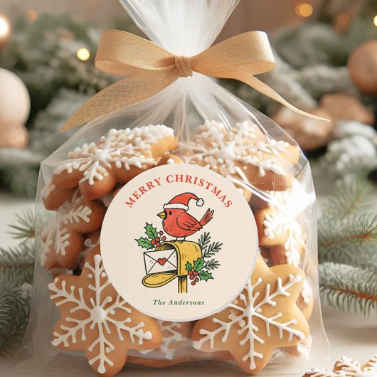 Mooie brievenbus kardinaal Kerst sticker