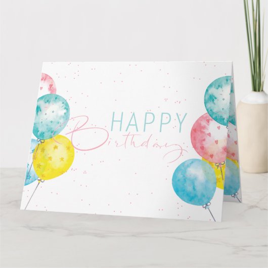 Mooie Bright waterverf Happy Birthday ontwerp Kaart (Voorkant)