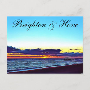 Mooie brighton en hoefstrand & zon briefkaart