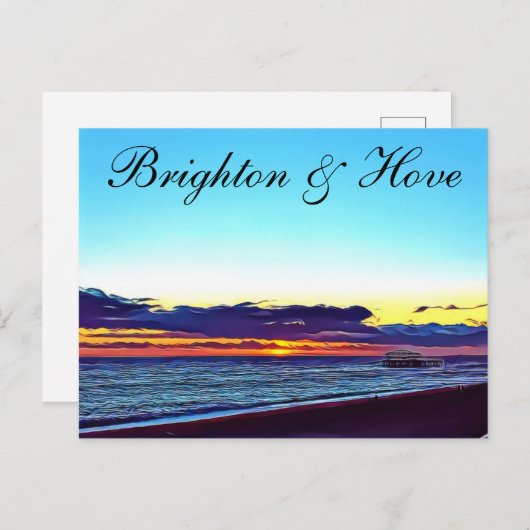 Mooie brighton en hoefstrand & zon briefkaart (Voorkant / Achterkant)