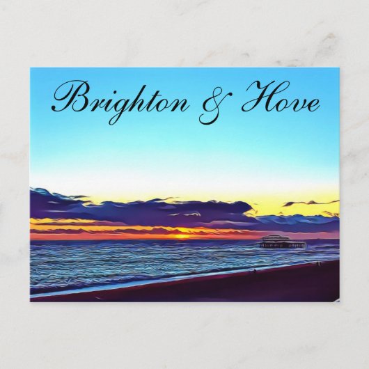 Mooie brighton en hoefstrand & zon briefkaart (Voorkant)