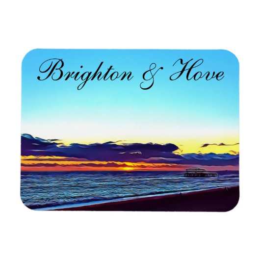 Mooie brighton en hoefstrand & zon magneet (Horizontaal)