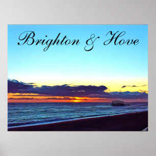 Mooie brighton en hoefstrand & zon poster