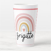 Mooie Brigitte met regenboogroze latte Mok. Latte Mok (Voorkant)