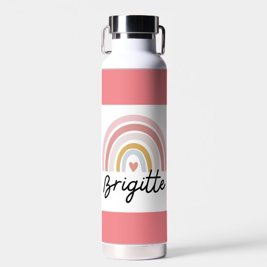 Mooie brigitte met regenboogwaterfles. waterfles (Voorkant)