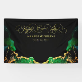 Mooie Bronze Black Green Gold Weduwen-achtergrond Spandoek