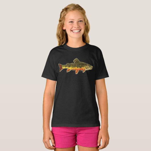 Mooie brook forel visschilder t-shirt (Voorkant volledig)