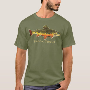 Mooie Brook-forel vliegt op hem vissen T-shirt