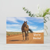 Mooie Brown Horse Road Foto Verjaardag Kaart (Staand voorkant)