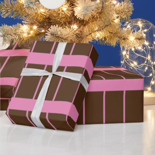 Mooie BROWN PINK LINE Cadeaupapier (Feestdagen)