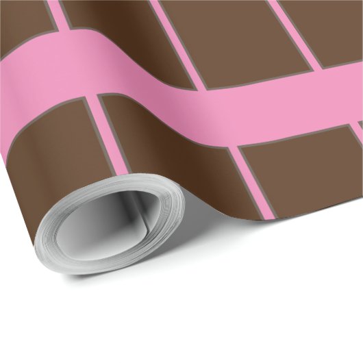 Mooie BROWN PINK LINE Cadeaupapier (Rol Hoek)