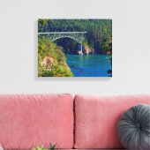Mooie brug, blauwe oceaan en groene bomen, canvas afdruk (Insitu (Woonkamer))