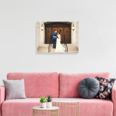 Mooie bruid & bruidegom foto met datum namen canva canvas afdruk (Insitu (Woonkamer))
