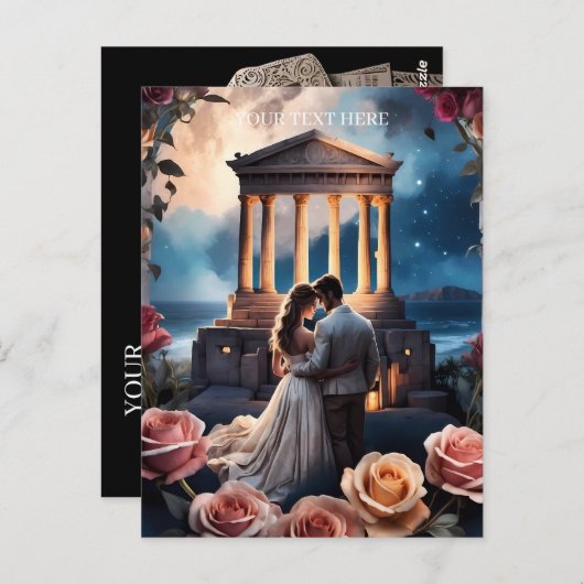 Mooie bruid & bruidegom Staand bij het Zee Briefkaart (Voorkant / Achterkant)