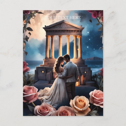 Mooie bruid & bruidegom Staand bij het Zee Briefkaart (Voorkant)