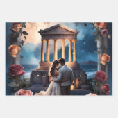 Mooie bruid & bruidegom Staand bij het Zee Inpakpapier Vel (Voorkant)