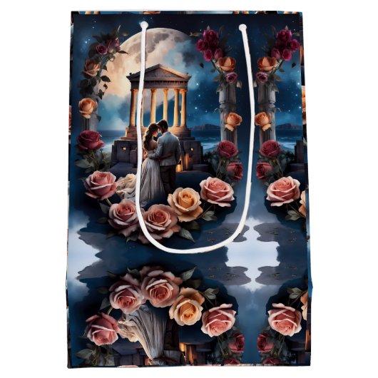 Mooie bruid & bruidegom Staand bij het Zee Medium Cadeauzakje (Achterkant)