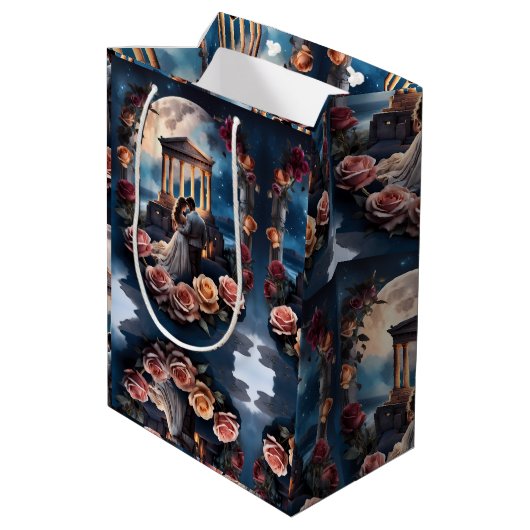 Mooie bruid & bruidegom Staand bij het Zee Medium Cadeauzakje (Achterkant Gekanteld)