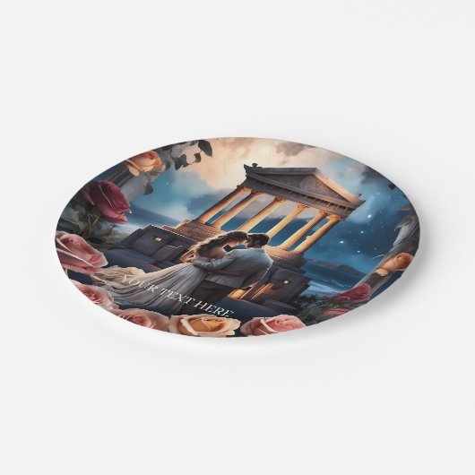 Mooie bruid & bruidegom Staand bij het Zee Papieren Bordje (Gekanteld)