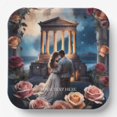 Mooie bruid & bruidegom Staand bij het Zee Papieren Bordje (Voorkant)