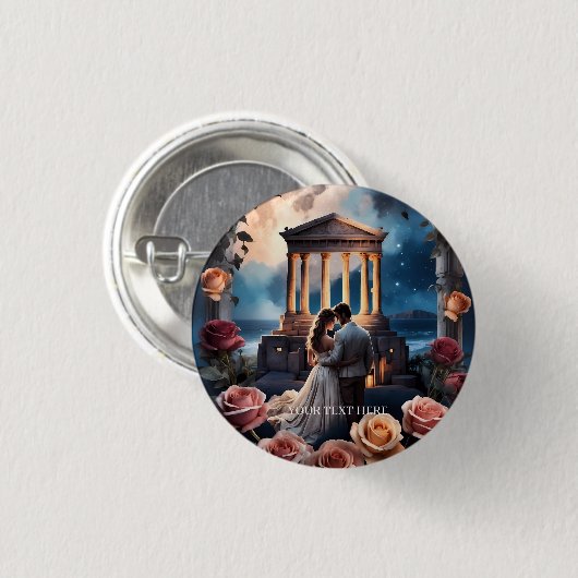 Mooie bruid & bruidegom Staand bij het Zee Ronde Button 3,2 Cm (Voorkant /achterkant)