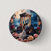 Mooie bruid & bruidegom Staand bij het Zee Ronde Button 3,2 Cm (Voorkant)