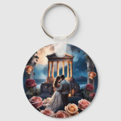 Mooie bruid & bruidegom Staand bij het Zee Sleutelhanger (Achterkant)