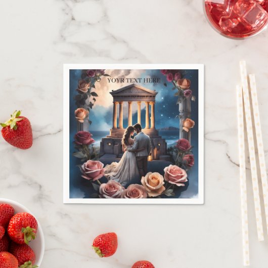 Mooie bruid & bruidegom Staand bij het Zee Tafel Servet (Insitu)